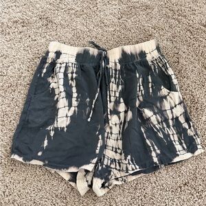 She + Sky Tie-Dye Drawstring Shorts Grey & Cream